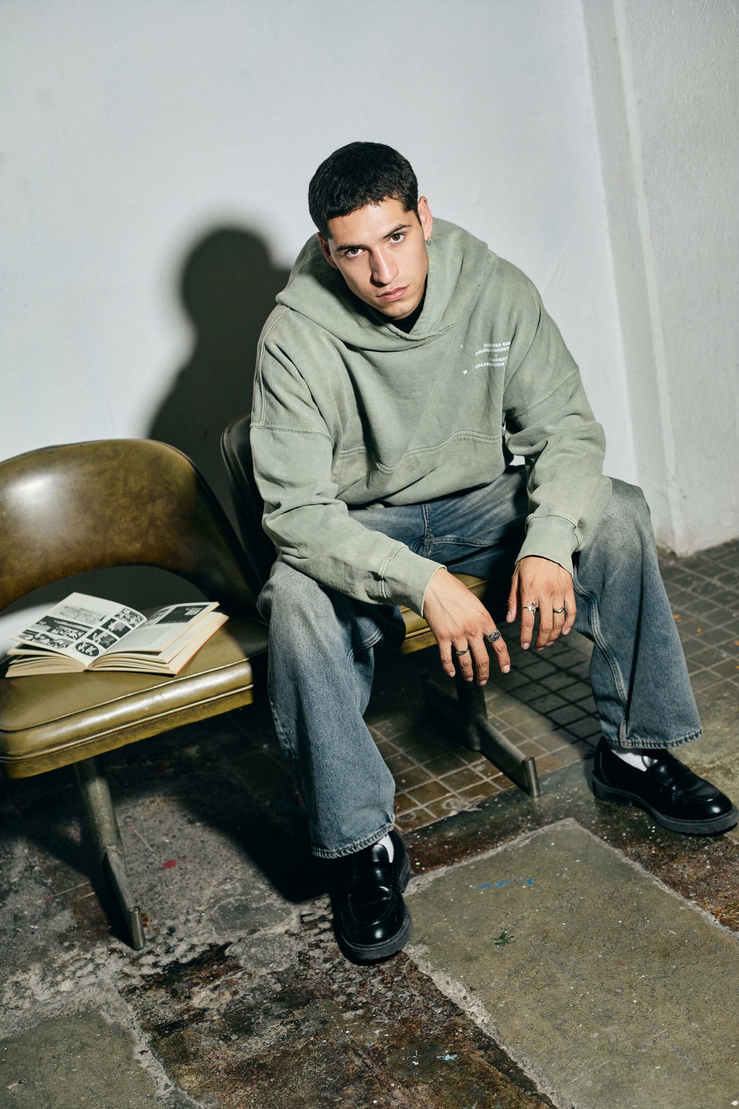 WASHED GREEN BOYFRIEND HOODIE