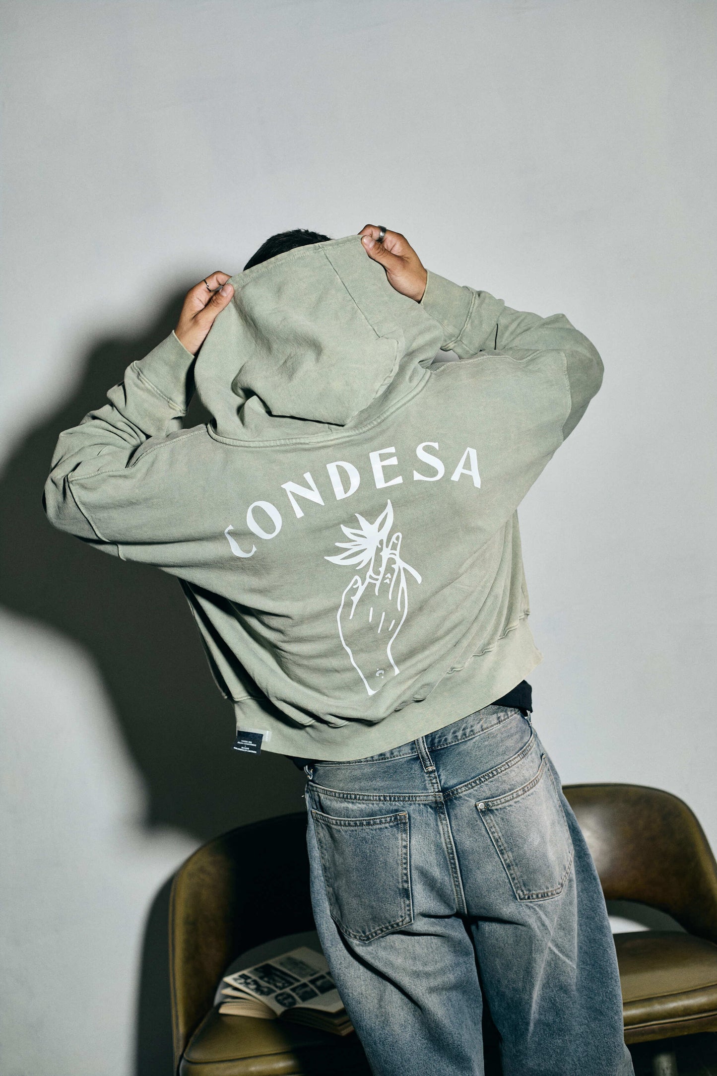 WASHED GREEN BOYFRIEND HOODIE