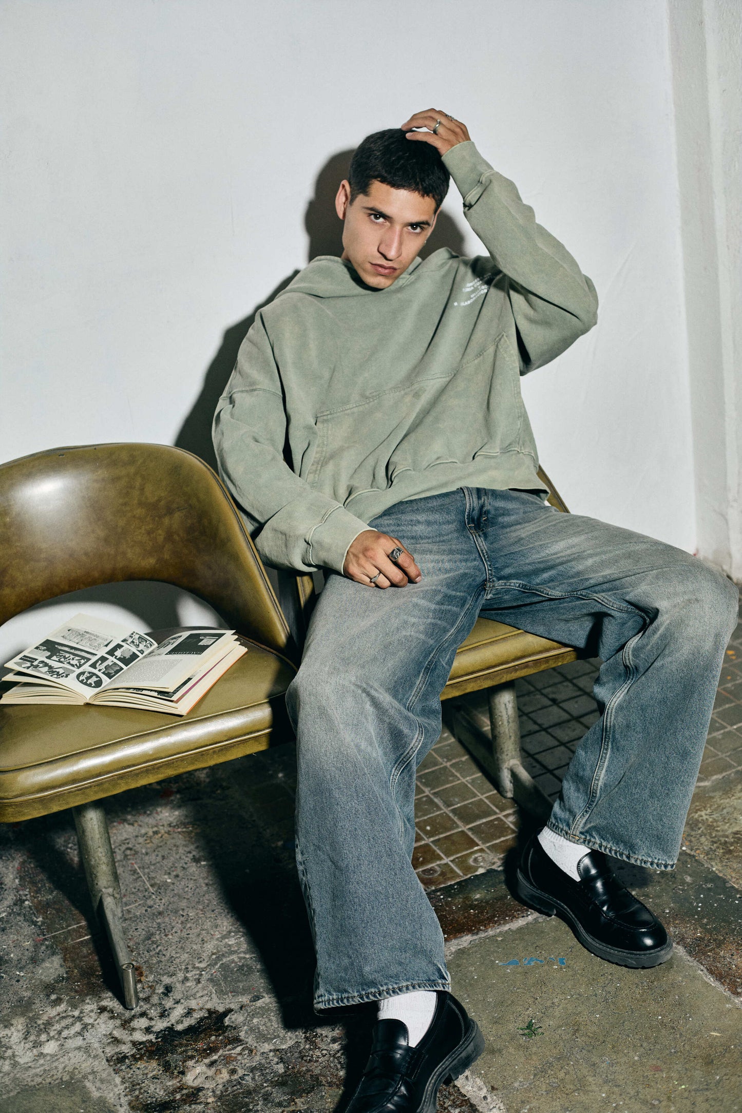 WASHED GREEN BOYFRIEND HOODIE