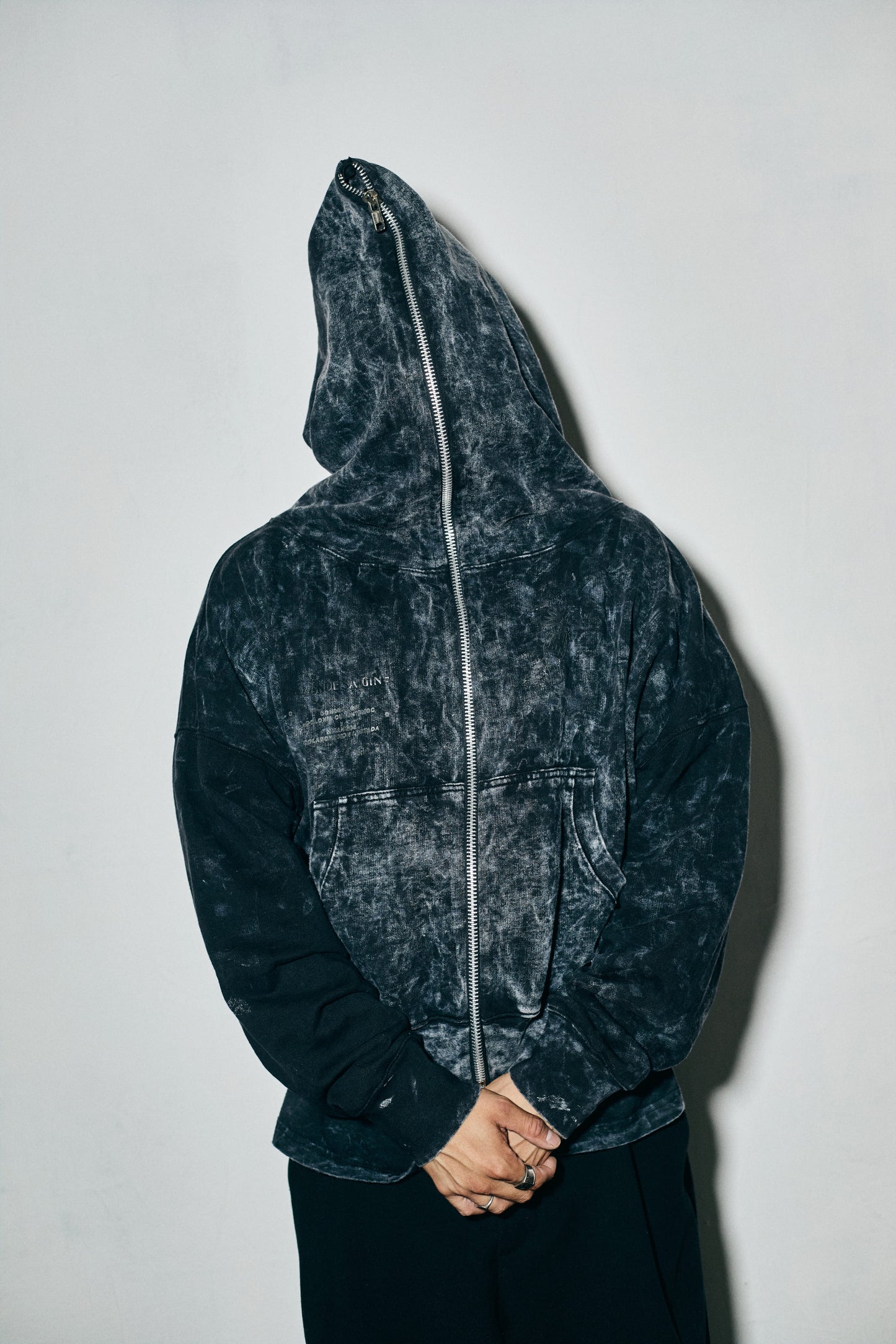 ZIP IT UP WASHED BLACK HOODIE