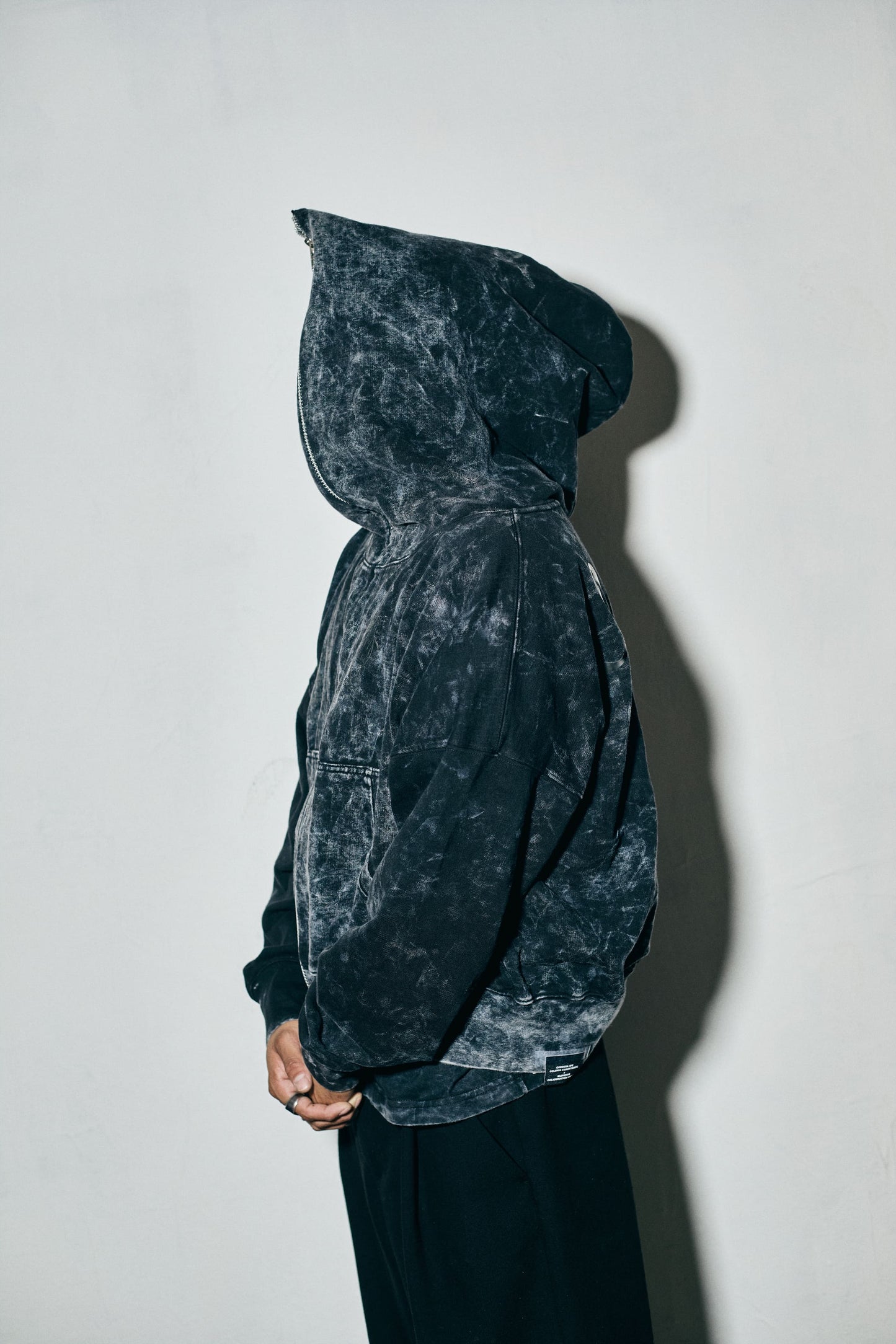 ZIP IT UP WASHED BLACK HOODIE