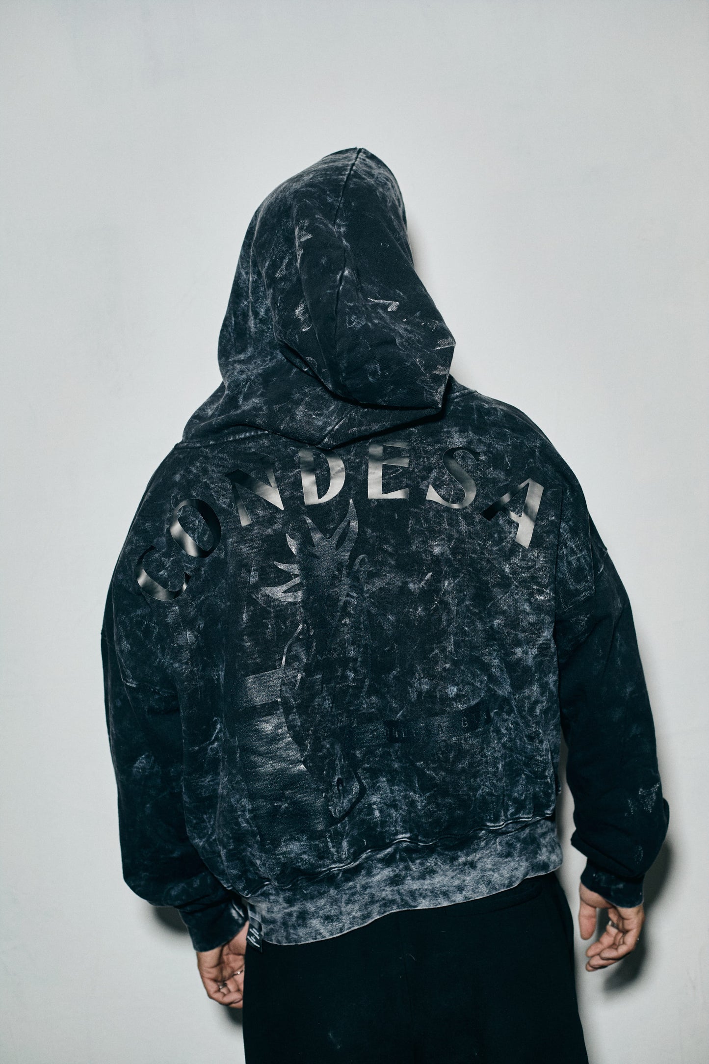 ZIP IT UP WASHED BLACK HOODIE