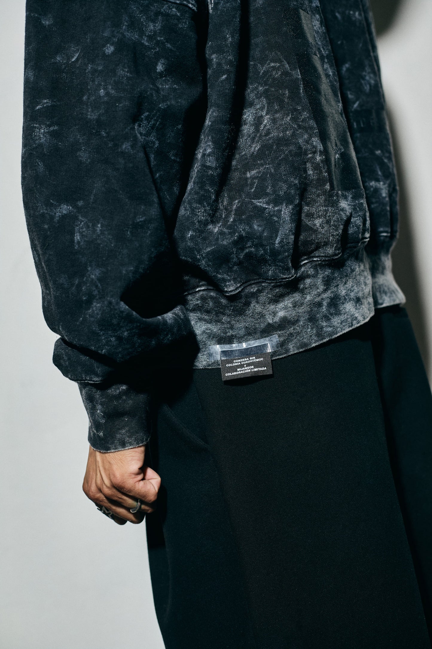 ZIP IT UP WASHED BLACK HOODIE