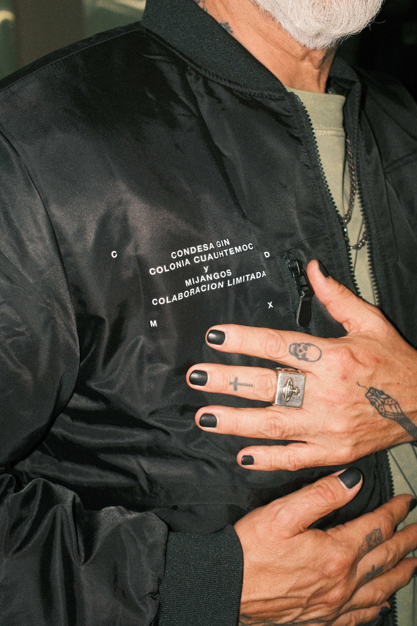 MANO BLANCA BOMBER JACKET - CONDESA GIN x MIJANGOS x MACHINA