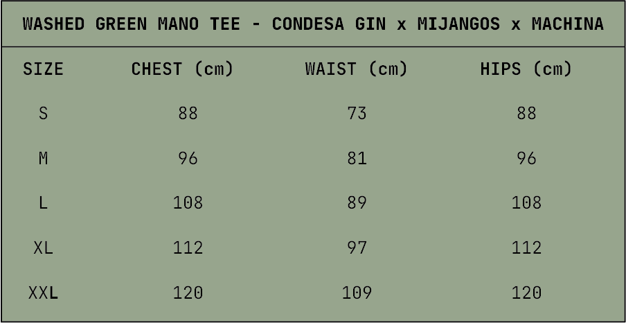 WASHED GREEN MANO TEE - CONDESA GIN x MIJANGOS x MACHINA