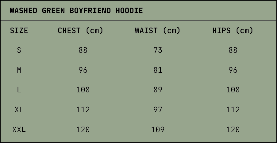 WASHED GREEN BOYFRIEND HOODIE